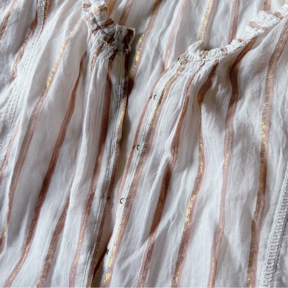 Apiece Apart Cream + Metallic Top + Flutter Sleev… - image 5